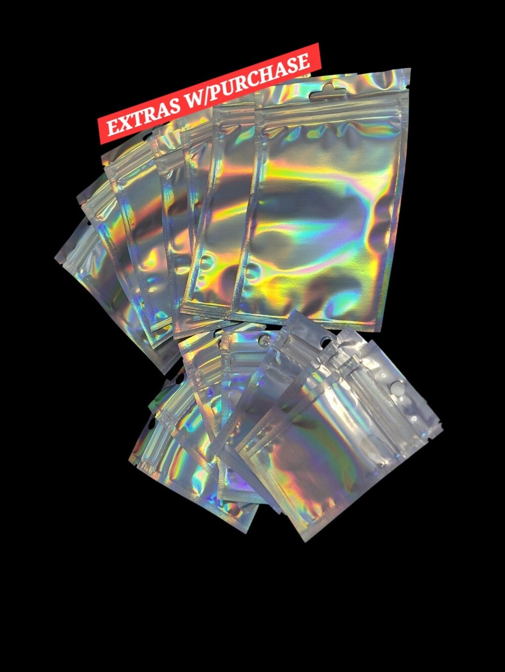 20ct. Holographic Resealable Reuseable Zip Bags 10ct. 2.3x3.9 10ct. 3.9x5.9